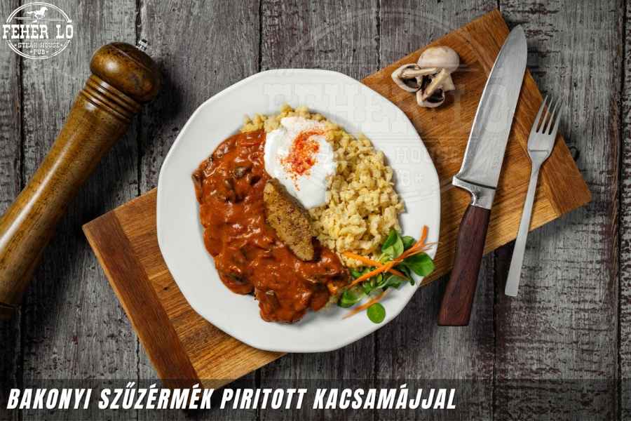 Bakonyi szűzérmék pirított kacsamájjal