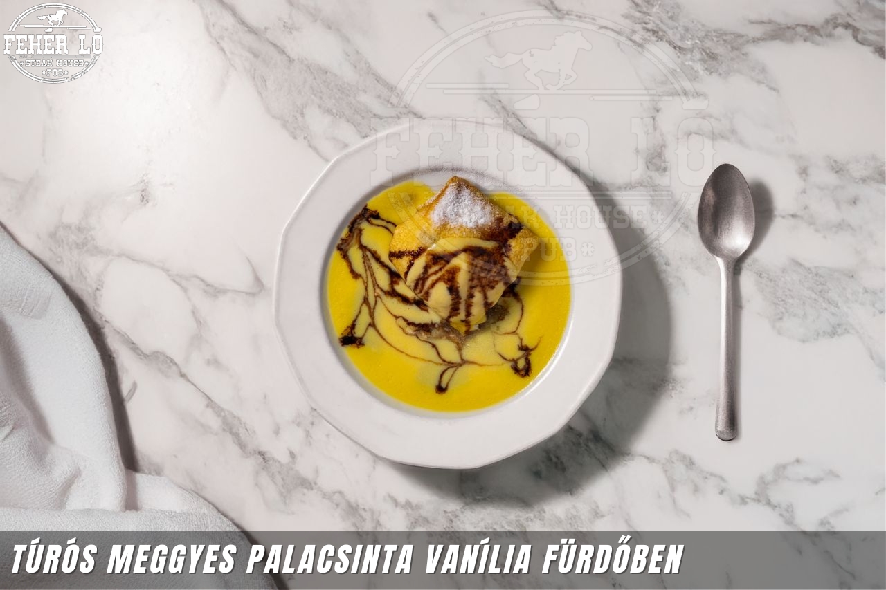 Túrós-meggyes palacsinta vanília fürdőben